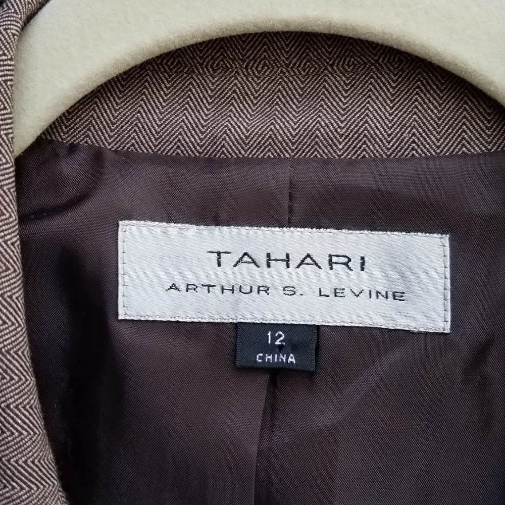 Tahari Brown Herringbone Blazer size 12
